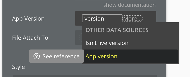 Illustration of the App Version field
